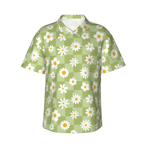 Xecao Daisies Flowers print Hawaiian shirt - a stylish short-sleeve button-down for men, perfect for casual beach and tropical outings.