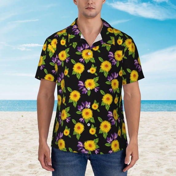 Xecao Daisies Flowers print Hawaiian shirt - a stylish short-sleeve button-down for men, perfect for casual beach and tropical outings.