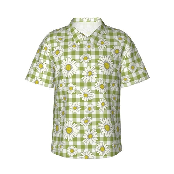 Xecao Daisies Flowers print Hawaiian shirt - a stylish short-sleeve button-down for men, perfect for casual beach and tropical outings.