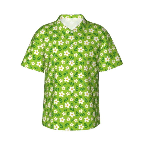 Xecao Daisies Flowers print Hawaiian shirt - a stylish short-sleeve button-down for men, perfect for casual beach and tropical outings.