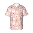 thumbnail image 1 of Xecao Daisy And Bee print Hawaiian shirt - a stylish short-sleeve button-down for men, perfect for casual beach and tropical outings., 1 of 9