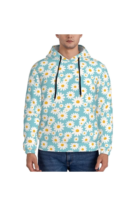 Daisy Floral A Pattern Men's Adult Pullover Hoodie,Hooded Sweatshirt-Small