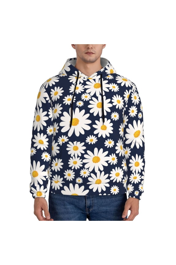 Daisy Floral Pattern Men's Adult Pullover Hoodie,Hooded Sweatshirt-Small