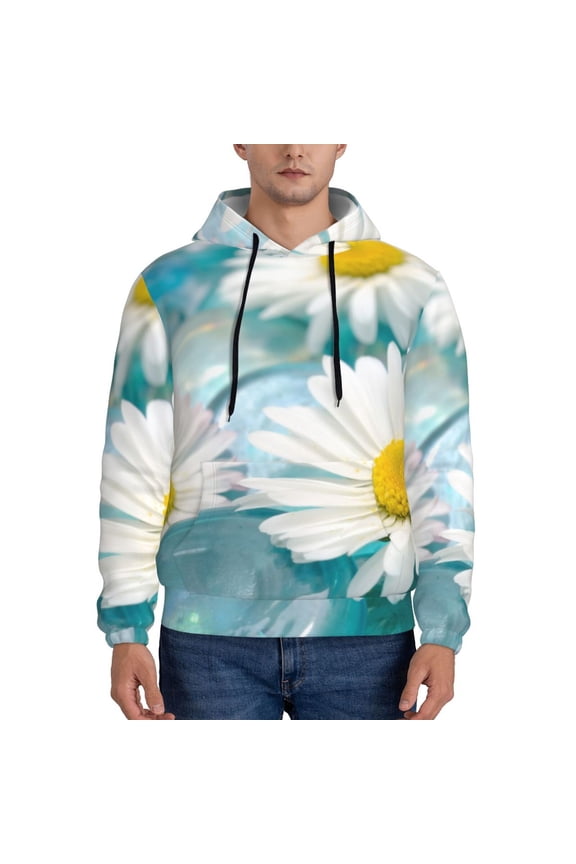 Daisy Flowers Pattern Men's Adult Pullover Hoodie,Hooded Sweatshirt-X-Large