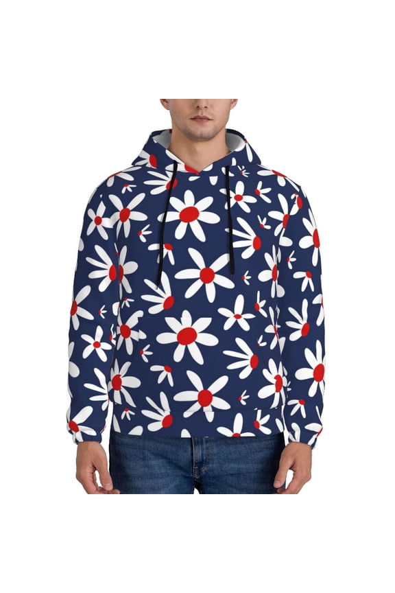 Daisy Flowers Pattern Men's Adult Pullover Hoodie,Hooded Sweatshirt-X-Large