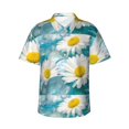 thumbnail image 1 of Xecao Daisy Flowers print Hawaiian shirt - a stylish short-sleeve button-down for men, perfect for casual beach and tropical outings., 1 of 9