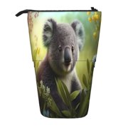 Xecao Daisy Koala Print Telescopic Pencil Bag Pen Holder Pop Up Stationery Case Stand-up Retractable Transformer Bag Standing Organizer