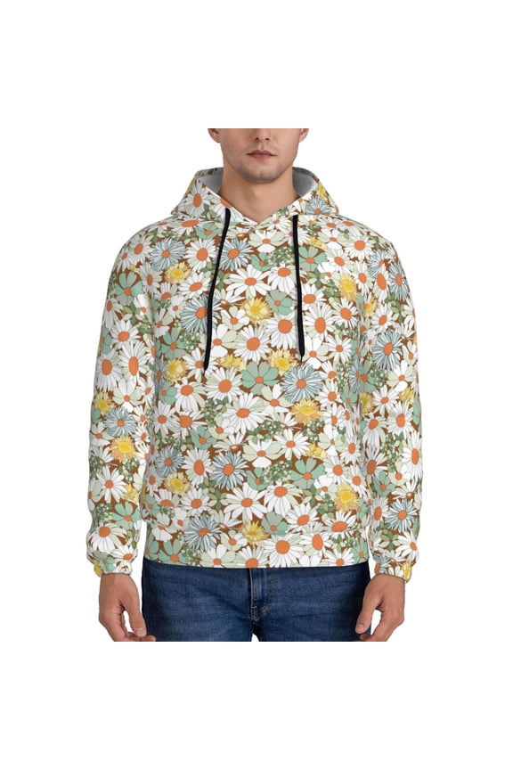 Daisy Pattern Men's Adult Pullover Hoodie,Hooded Sweatshirt-Small