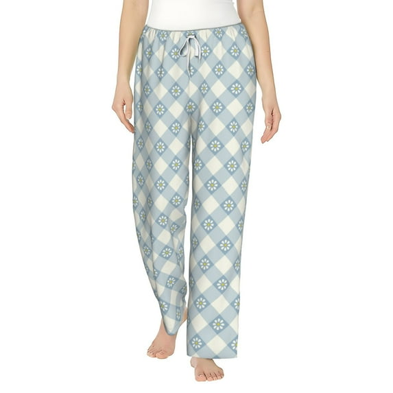 Xecao Daisy Plaid Blue Women's Straight Lounge Pajama Pants: The Epitome of Relaxed Sleepwear