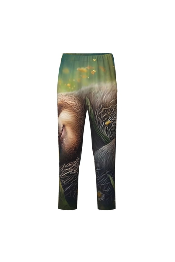 Daisy Sleeping Sloth Print Teenagers' Pajama Pants Long Sleep Pants Soft Elastic Waist Pajama Bottoms Elastic waist with 2 Pockets 5-16 Years-Small