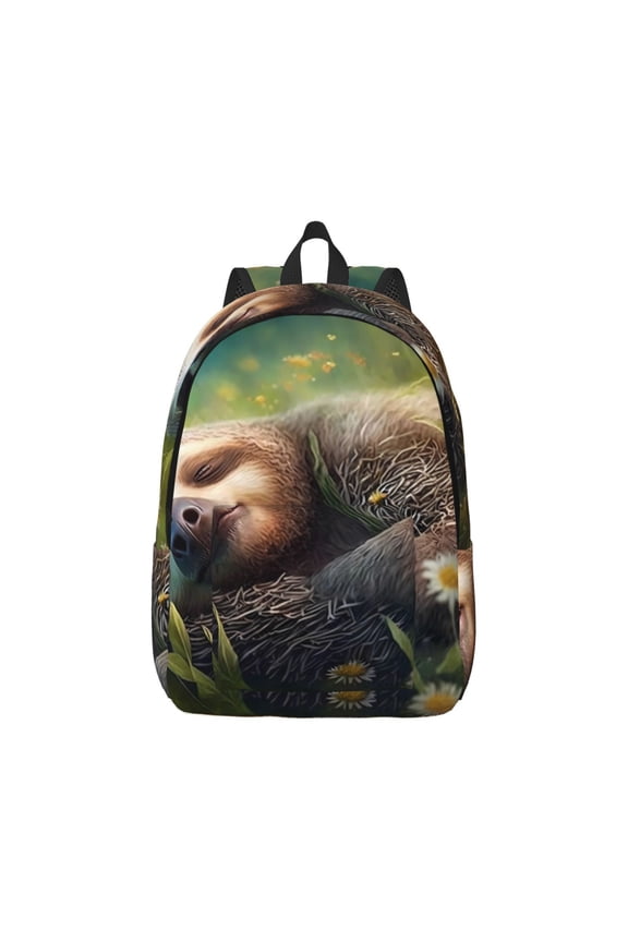 Daisy Sleeping Sloth for Canvas College Laptop Backpack, Durable Rucksack Travel Notebook Bag School Backpack Book Bag for Men Women