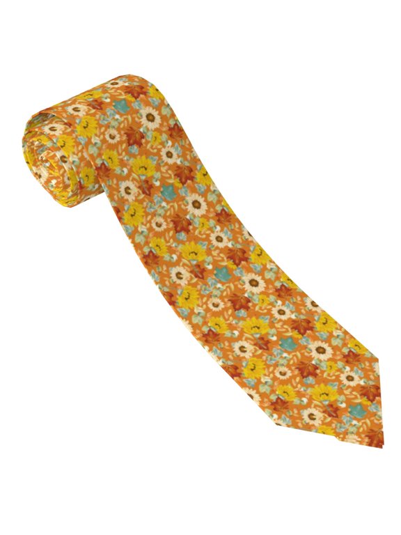 Daisy maple fall Print Tie For Men Necktie Woven Jacquard Neck Ties,Classic Men's Tie