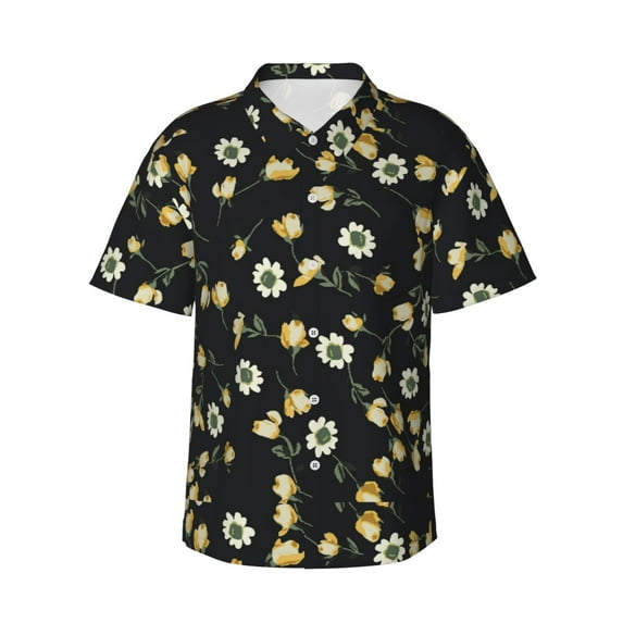 Xecao Daisy print Hawaiian shirt - a stylish short-sleeve button-down for men, perfect for casual beach and tropical outings.