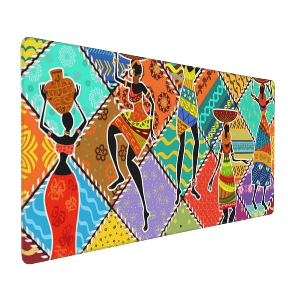 Xecao Dancing African Womans Print Large Mouse Pad, 16x35.5in Mousepad, Professional Non-Slip Rubber Base Big Mouse Pad, Mouse Pad for Gaming & Office Full Desk Mouse Pad