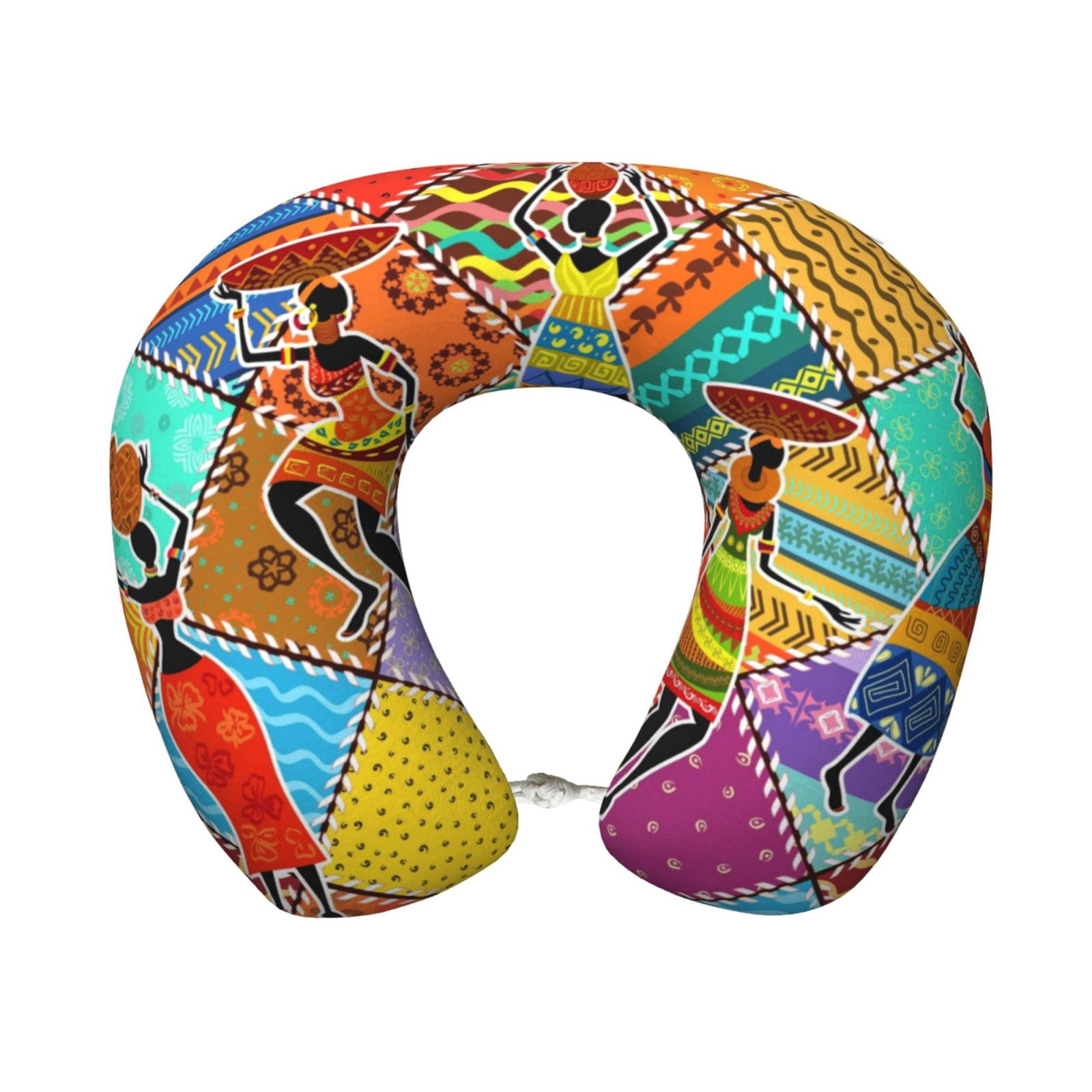 Xecao Dancing African Womans Print Memory Foam Cervical Neck Pillow Versatile U-Shaped Pillows for Home,Office,Camping,Travelling,Soft Washable Cover