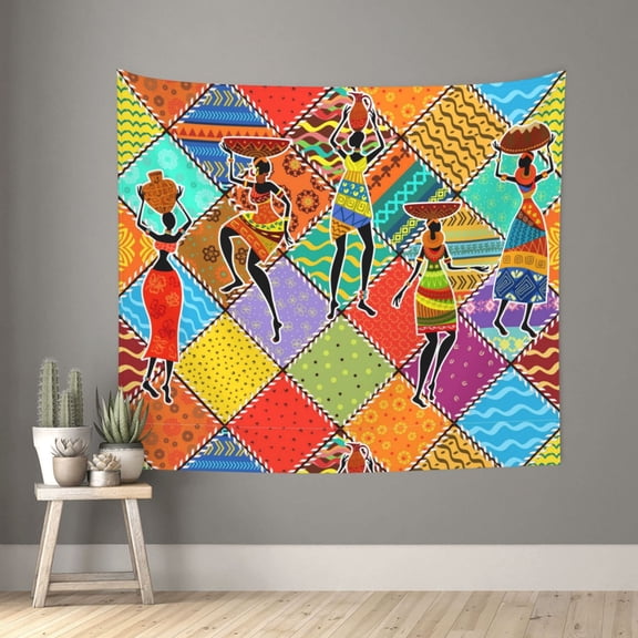 Xecao Dancing African Womans patten Tapestry 60x51 Inches Wall Hanging Poster Tapestry for Living Room Bedroom Home Decor