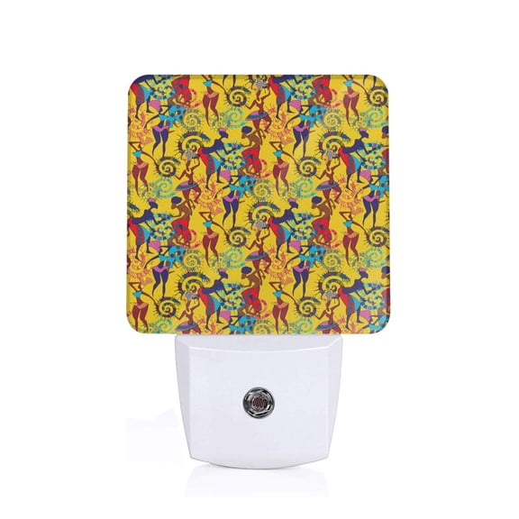 Xecao Dancing African Women for Night Light - a Wall-mounted LED Fixture with A Dusk-to-dawn Sensor, Ideal for Bedrooms, Bathrooms, Hallways, and Kitchens-US