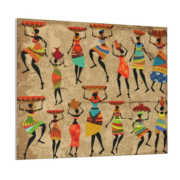 Xecao Dancing African Women for Waterproof Framed Canvas Art - Modern Home Decor with Real Wood Frame for Gifting and Interior Design,Horizontal