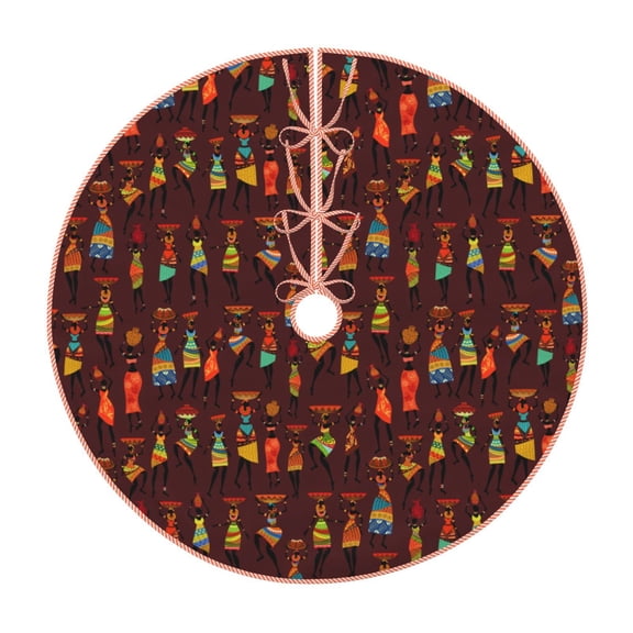 Xecao Dancing African Women1 Pattern Christmas Tree Skirt Holiday Part Decorations for Christmas Tree, Farmhouse Christmas Decor Xmas Holiday Home Party Decorations-48"