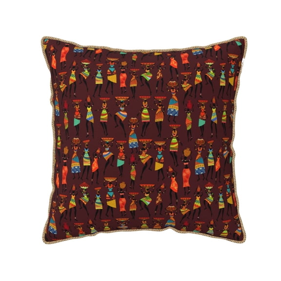 Xecao Dancing African Women1 Print Soft Velvet Decorative Throw Pillow Covers, Square Cushion Cases for Bed, Sofa, Living Room, Car, and Indoor Outdoor Use-18"x18"