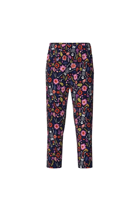Dancing Skeletons Floral Garden Print Teenagers' Pajama Pants Long Sleep Pants Soft Elastic Waist Pajama Bottoms Elastic waist with 2 Pockets 5-16 Years-Large