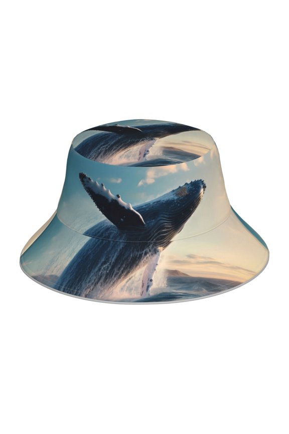 Dancing Whale Print Men and Women Night Reflective Hat Runner Cap Visor Bucket Hat Boonie Cap