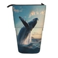 thumbnail image 1 of Xecao Dancing Whale Print Telescopic Pencil Bag Pen Holder Pop Up Stationery Case Stand-up Retractable Transformer Bag Standing Organizer, 1 of 6