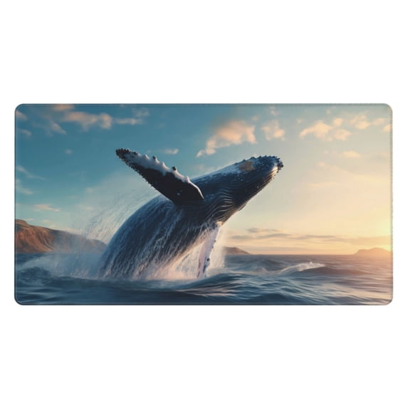 Xecao Dancing Whale for Waterproof Mouse Pad - Extended Contour Mouse Mat, Large Gaming Mousepad Laptop Keyboard Mat with Non-Slip Rubber Base