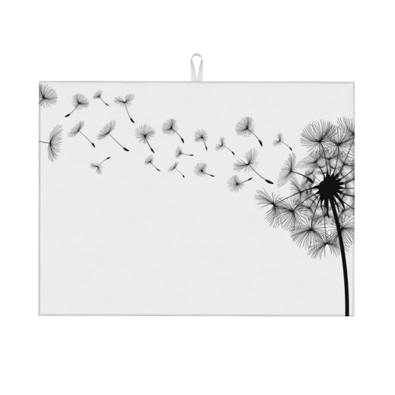 Xecao Dandelion Blowing In The Wind Patten Drying Mat,Dish Drying Mats for Kitchen Counter,Super Absorbent Dish Drying Pads 1824 Inch