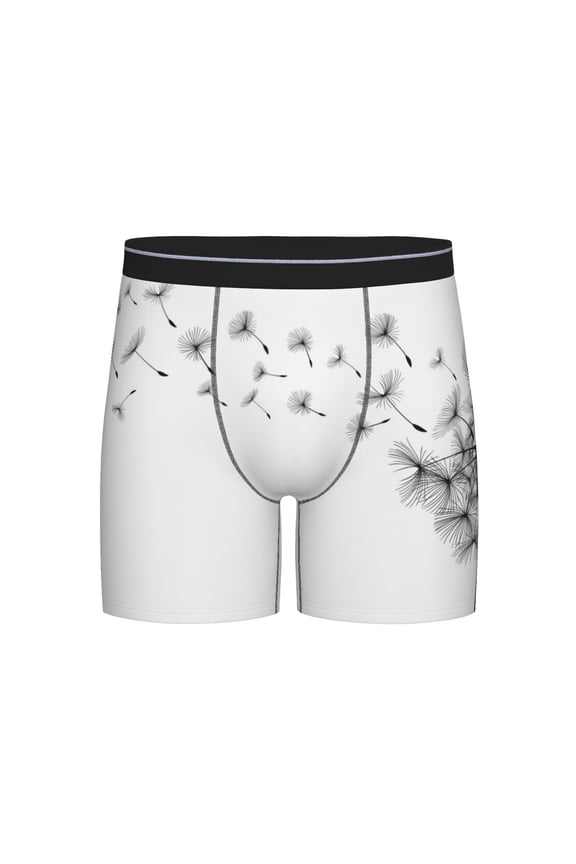 Dandelion Blowing In The Wind Print Boxer Briefs for Men's Stretch Moisture-Wicking Underwear, Mid-Rise Classics breathable fabric