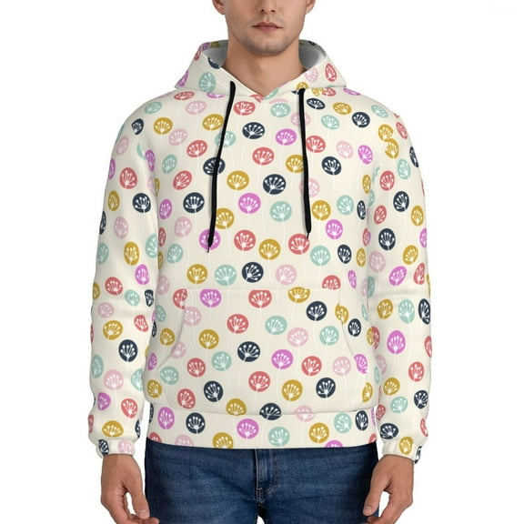 Xecao Dandelion Floral Pattern Men's Adult Pullover Hoodie,Hooded Sweatshirt-Large