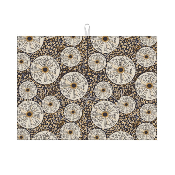 Xecao Dandelion Flower Patten Drying Mat,Dish Drying Mats for Kitchen Counter,Super Absorbent Dish Drying Pads 1824 Inch