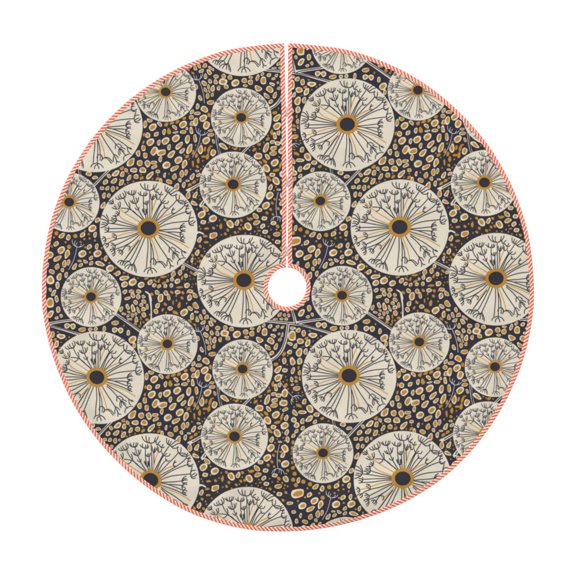 Xecao Dandelion Flower Pattern Christmas Tree Skirt Round Xmas Tree Mat Base Cover for Holiday Home Decorations-30"