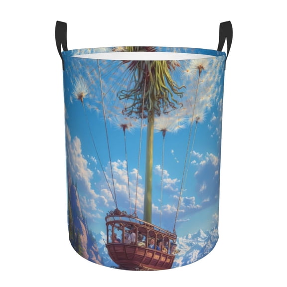 Xecao Dandelion Hot Air Balloon Print Laundry Basket,Laundry Hamper Designed for Storage Dirty Clothes Hamper,Collapsible Laundry Baskets-Medium