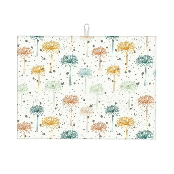 Xecao Dandelion Patten Drying Mat,Dish Drying Mats for Kitchen Counter,Super Absorbent Dish Drying Pads 1824 Inch