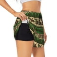 thumbnail image 1 of Xecao Dark Green Vintage Corn Pattern for Double-layer Running Short for Women, Perfect for Gym, Tennis, and More, Featuring a Convenient Pocket-Small, 1 of 7