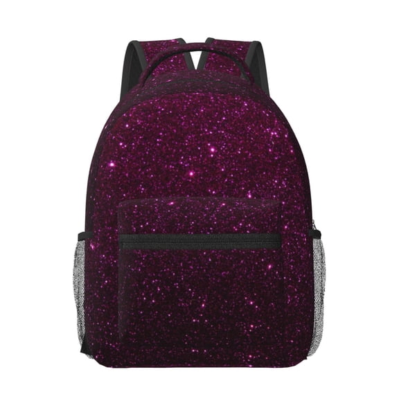 Xecao Dark Purple Glitter Print Casual Backpack: A Computer Backpack Ideal for Men and Women, Perfect for College, School, or Daily Travels-One Size