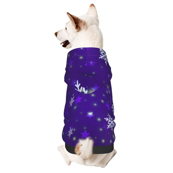 Xecao Dark Purple Snowflakes Pattern Sweatshirts Winter Pet Dog Hoodie Puppy Coat Dog Sweaters Dog Clothes with Hat Dog Clothes Costume Outfit,Small Pets Wear-X-Large