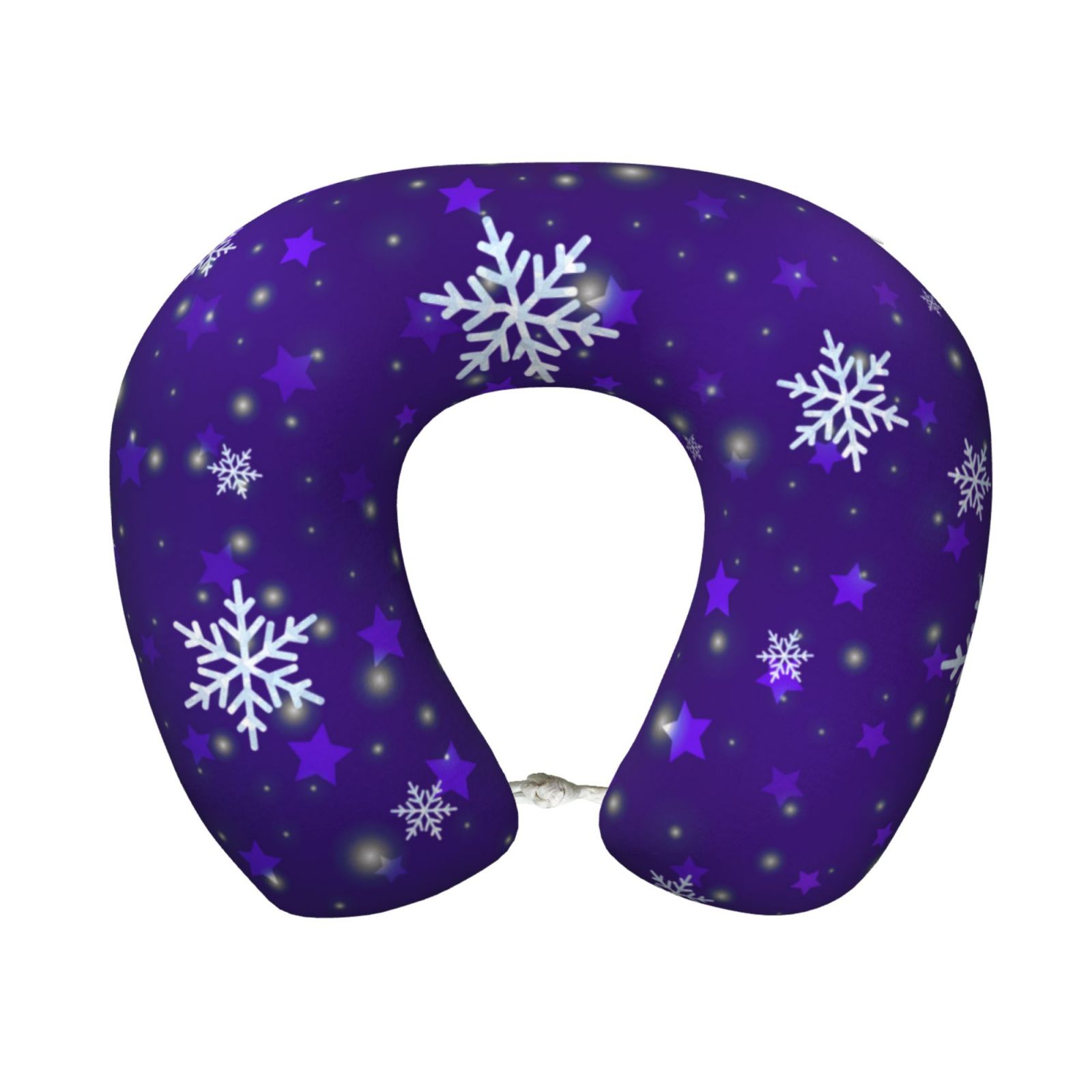 Xecao Dark Purple Snowflakes Print Memory Foam Cervical Neck Pillow Versatile U-Shaped Pillows for Home,Office,Camping,Travelling,Soft Washable Cover