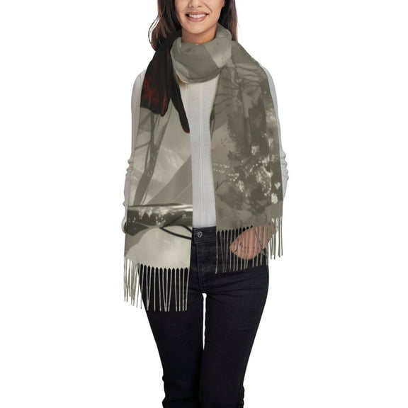 Xecao Dark Red Hooded Girl Pattern Womens Winter Scarf Fall Scarf Oversized Large Scarf for Women Warm Shawl Wrap