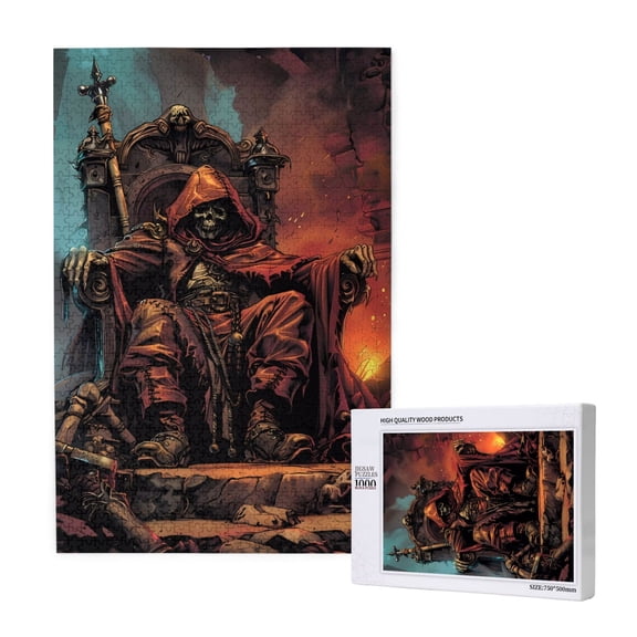 Xecao Dark Skull King Throne Pattern 1000 Piece Puzzles , Jigsaw Puzzles for Adults