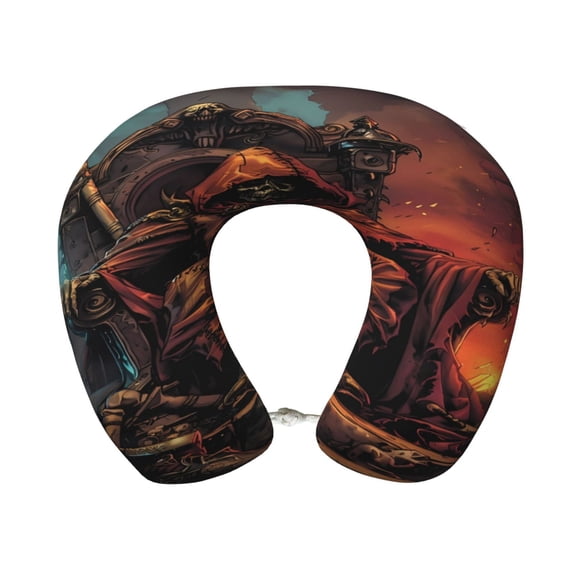 Xecao Dark Skull King Throne Print Memory Foam Cervical Neck Pillow Versatile U-Shaped Pillows for Home,Office,Camping,Travelling,Soft Washable Cover