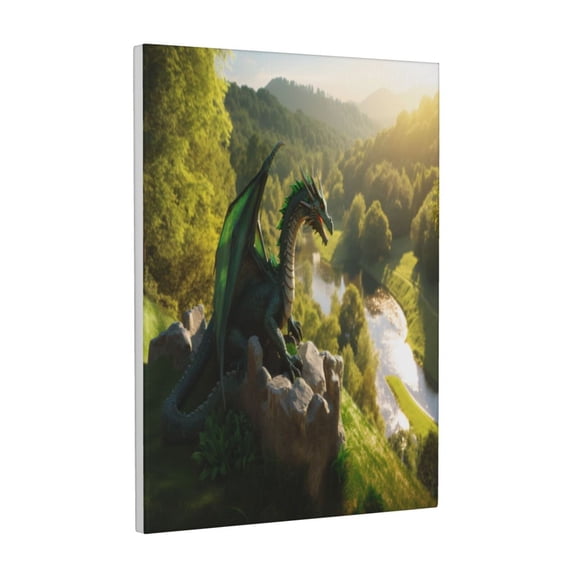 Xecao Deep Forest Stone Green Dragon for Ready-to-Hang Canvas Art 12x16 Inches - Waterproof HD Print Solid Wood Frame for Gifting,Vertical