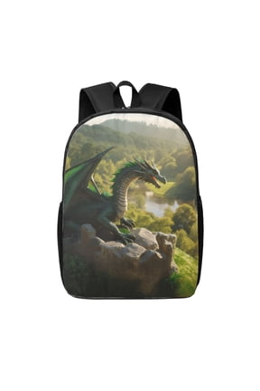 Deep Forest Stone Green Dragon print Travel Backpack, Large Computer Backpack for Men Women, College School Rucksack Book Bag