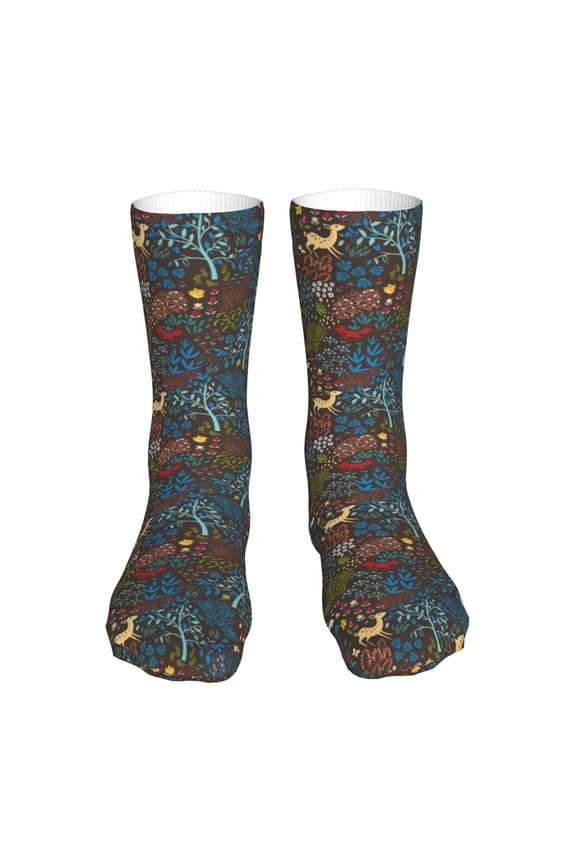 Deers In The Forest 1 Print Fashion No Heel Casual Crew Socks Cushioned Breathable for Men Women - Moisture wicking,Not easy to fade Suitable for daily