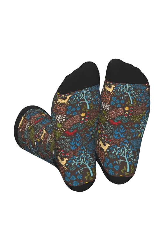 Deers In The Forest 1 Print Crew Socks for Men and Women, Men's Soft Moisture-wicking Sock