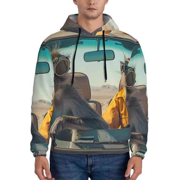 Xecao Desert Monkeys Drive Pattern Men's Adult Pullover Hoodie,Hooded Sweatshirt-Medium