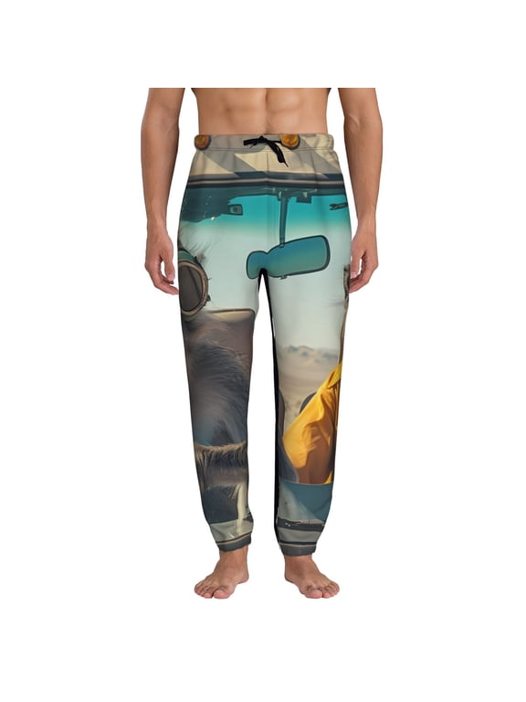 Desert Monkeys Drive Print Active Tech Joggers for Men, Mens Sweatpants Lounge Pants with Pockets-3X-Large