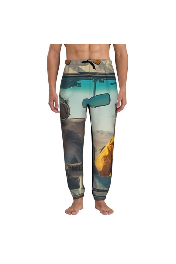 Desert Monkeys Drive Print Active Tech Joggers for Men, Mens Sweatpants Lounge Pants with Pockets-X-Large