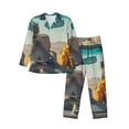 thumbnail image 1 of Xecao Desert Monkeys Drive Print Pajamas Set Mens Pajamas Long Sleeve Loungewear Two-Piece Sleepwear Button-Down Pjs Set,2PJS-Small, 1 of 7